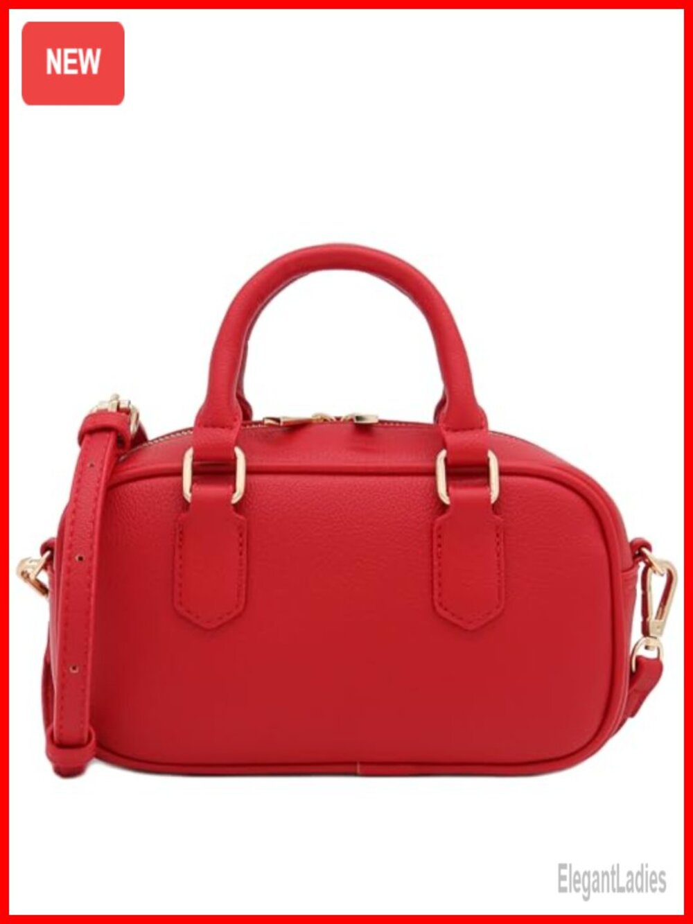 Faux Leather Structured Mini Satchel Purse with Crossbody Strap